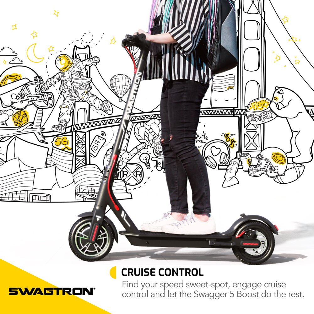 Adult Electric Scooter Swagger 5 Boost, 320 Lb Weight Limit, 8.5 Inch No-Flat Tires, 300W Motor, Quick Folding, 18 Mph, UL 2272 Certified, Long Range