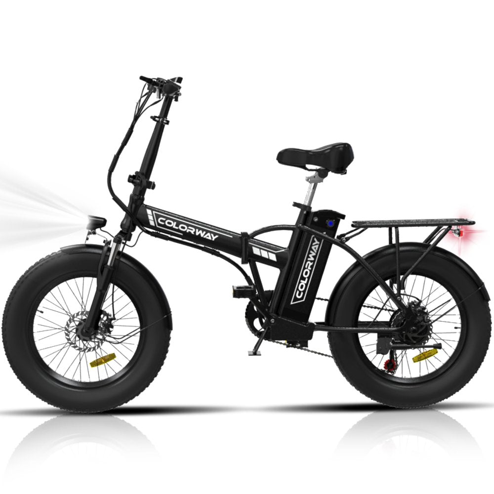 20”X3.0 Fat Tire Electric Bicycles, Foldable Mountain Snow Beach Electric Bike Ebike with 500W/36V/12Ah Battery, Shimano 7-Speed E Bicycle