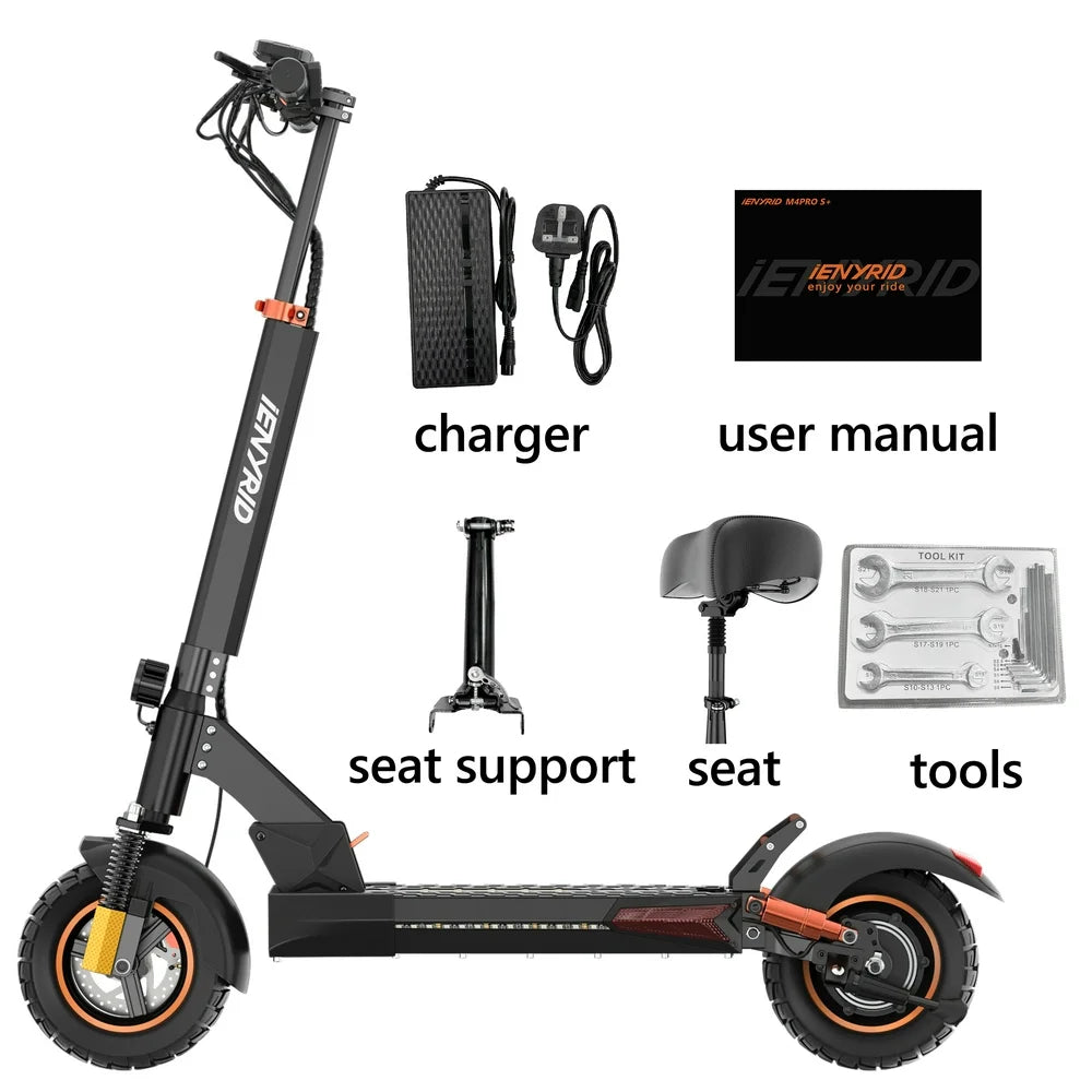 800W Electric Scooter for Adults Teenagers with Removable Seat, 10" Off-Road Pneumatic Tires, 3 Speeds 28 MPH Max, Coded Lock Folding Electric Scooter 330Lbs Weight Limit Black
