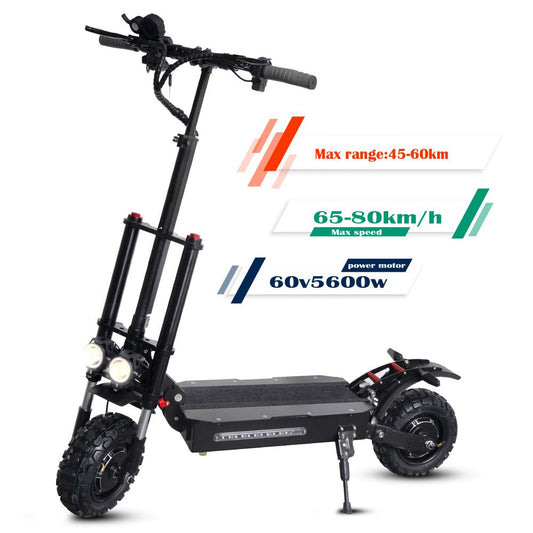 Electric Scooter, Max Speed 50MPH, 50 Mile Long Range, 60V 5600W Dual Drive, 11" Tires off Road Adult Electric Scooter, LCD Display, Folding Kick Scooter