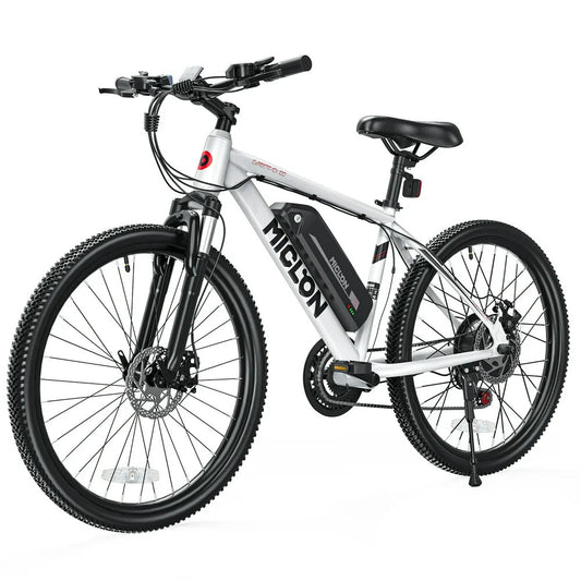 26” Electric Mountain Bike for Adults, 350W BAFANG Motor, 36V 10.4AH Battery, Electric Bicycle with Shimano 21 Speed Suspension Fork