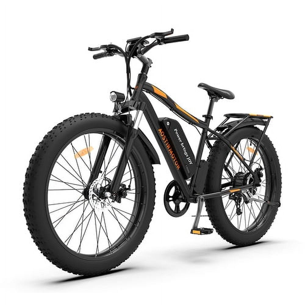 Sales Promotion! AOSTIRMOTOR S07-B 26" 750W Electric Bike Fat Tire P7 48V 13AH Removable Lithium Battery for Adults with Detachable Rear Rack Fender(Black)