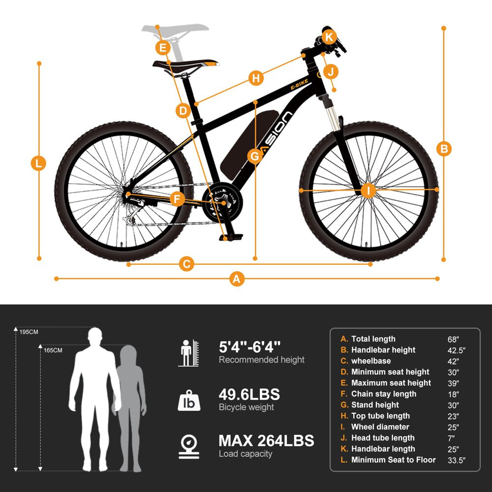 Electric Mountain Bike for Adults, 26" Tires, 350W Brushless Motor, 40 Miles Commuting Range, Front Fork Suspension, Shimano 7 Speed, EB5 Black