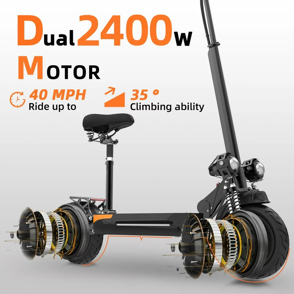 Electric Scooter for Adults, 40 Miles Long Range, Dual Motors 2400W, E Scooter with Seat