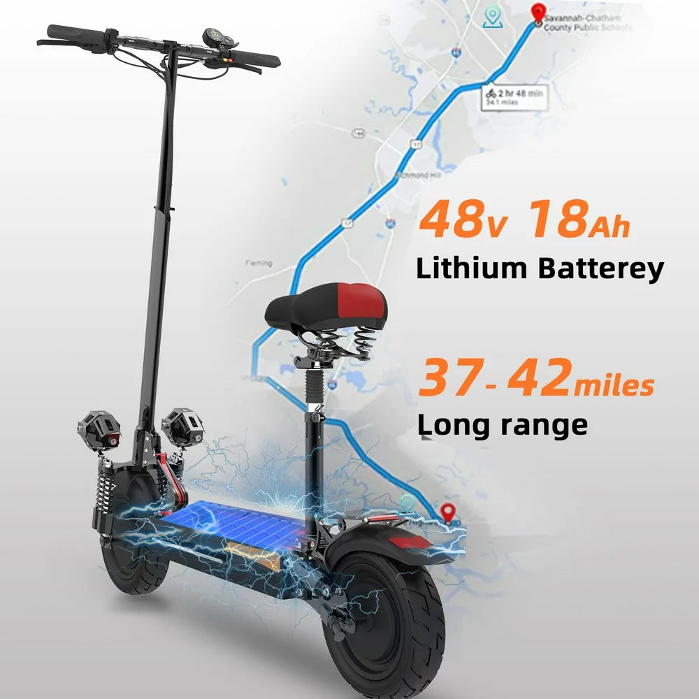 Electric Scooter for Adults, 40 Miles Long Range, Dual Motors 2400W, E Scooter with Seat