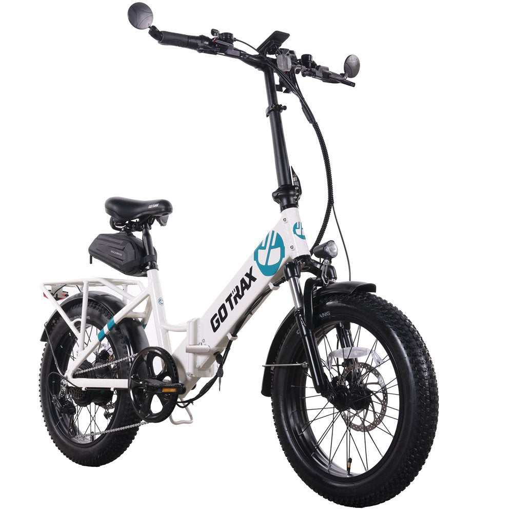 F2V2 Folding Electric Bike for Adults, 500W/50 Mile/20Mph/20"*3 Fat Tire/48V E-Bike, White-Green